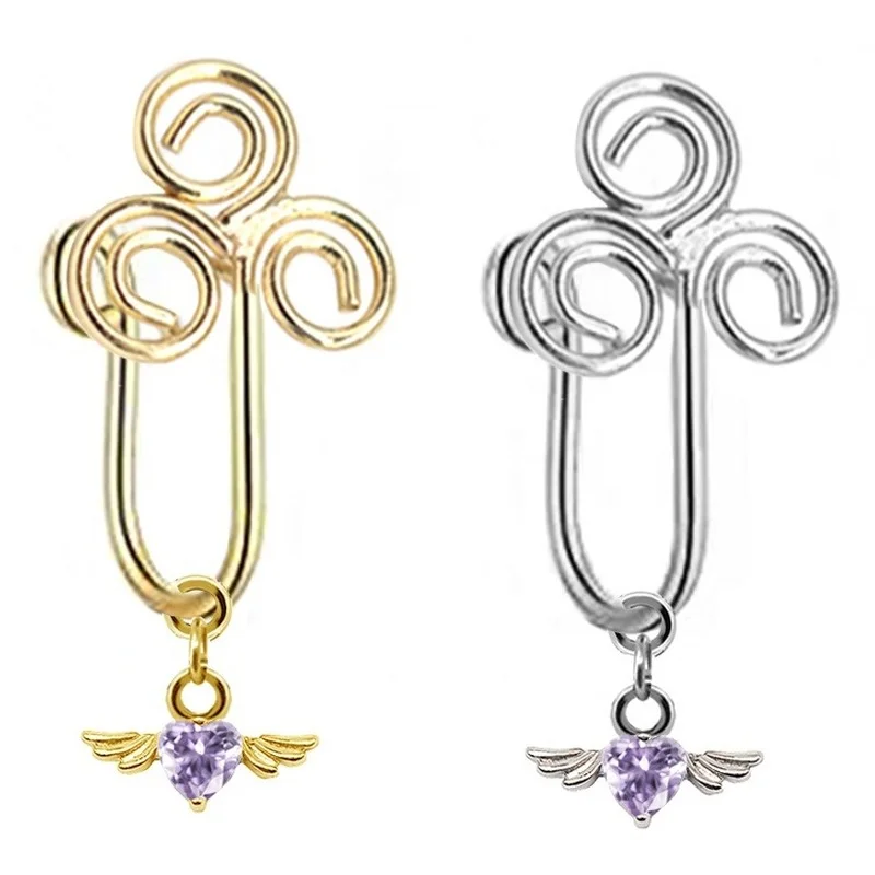 Поддельные кольца для носа новый дизайн латунные рандомные манжеты пирсинга без