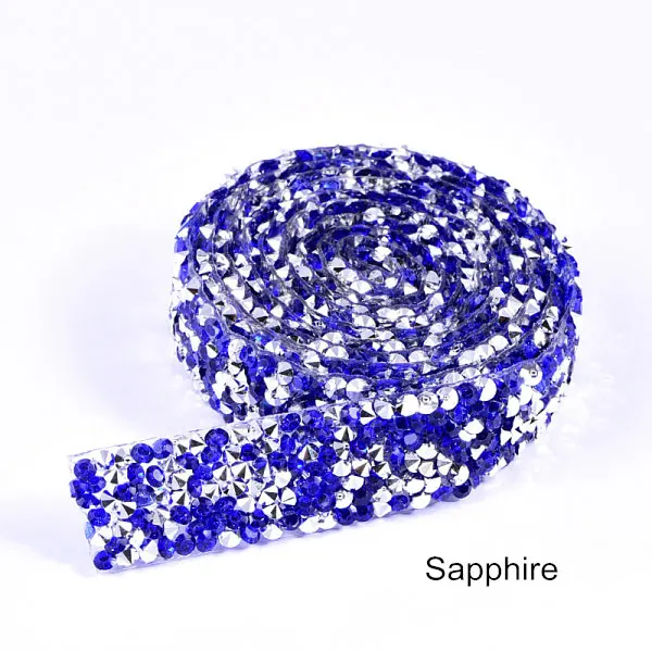 Sapphire 1 ярд/Лот, ширина 15 м, много цветов, стразы, окантовка, кристалл, серебро, стразы, окантовка, пояс, стразы, отделка, сделай сам, B3838 - Цвет: Sapphire