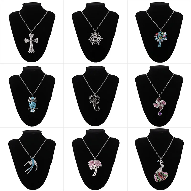 10 видов стилей Стразы Крест белого цвета с украшением в виде кристаллов ожерелье