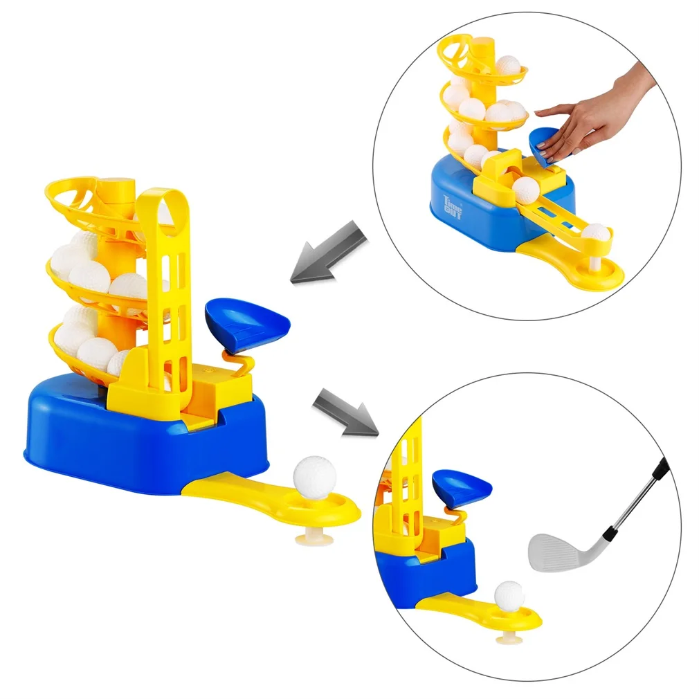

2021 New Indoor Golf Toy Ball Serve Children Golf Ball Machine Golf Toy With Rod Set Golf Automatic Serving Machine