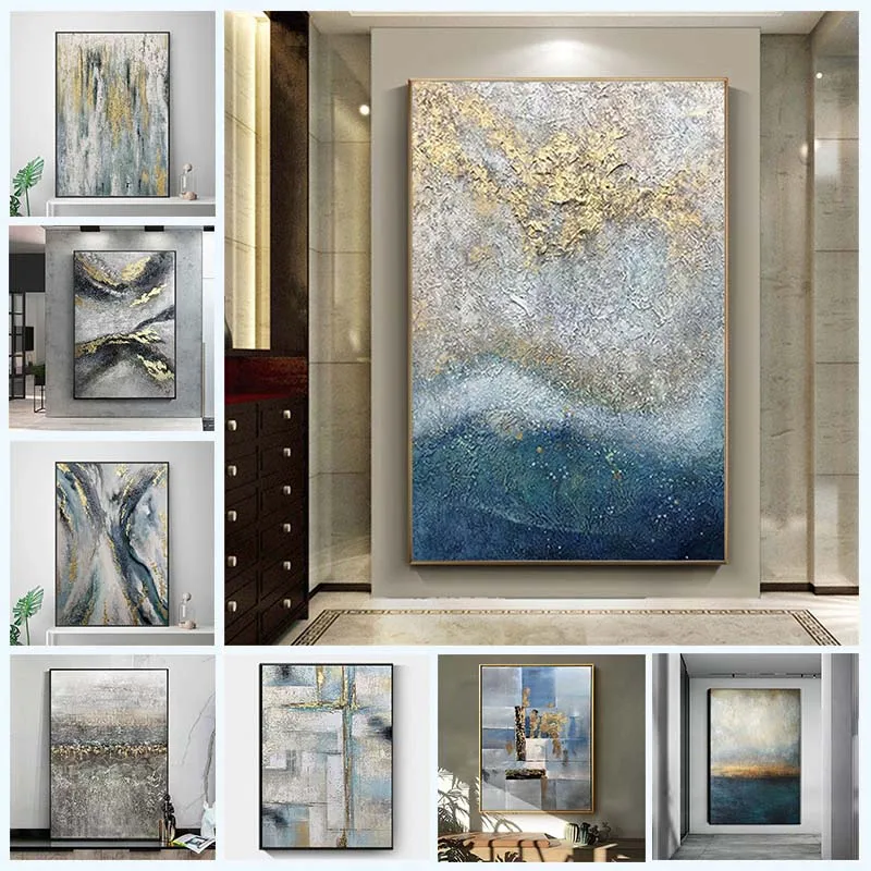 

Abstract Golden Canvas Oil Painting Thick Textured Wall Art Picture Large Hand Painted Modern Living Room Porch Home Decoration