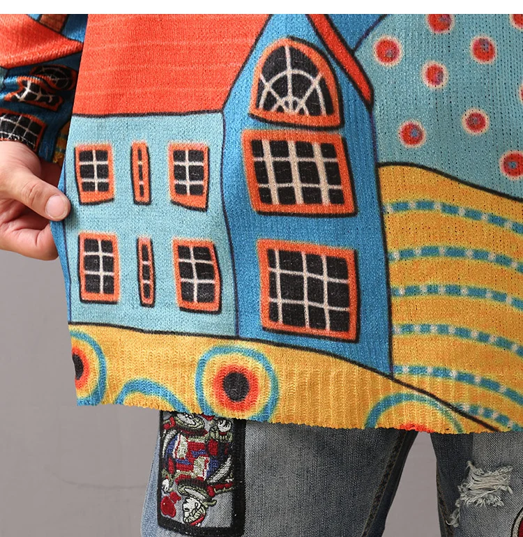 Autumn Sweater Women Large size Loose Knitting Pullovers 2019 New Female Fashion Tops O-Neck Long-sleeved Print Casual | Женская одежда
