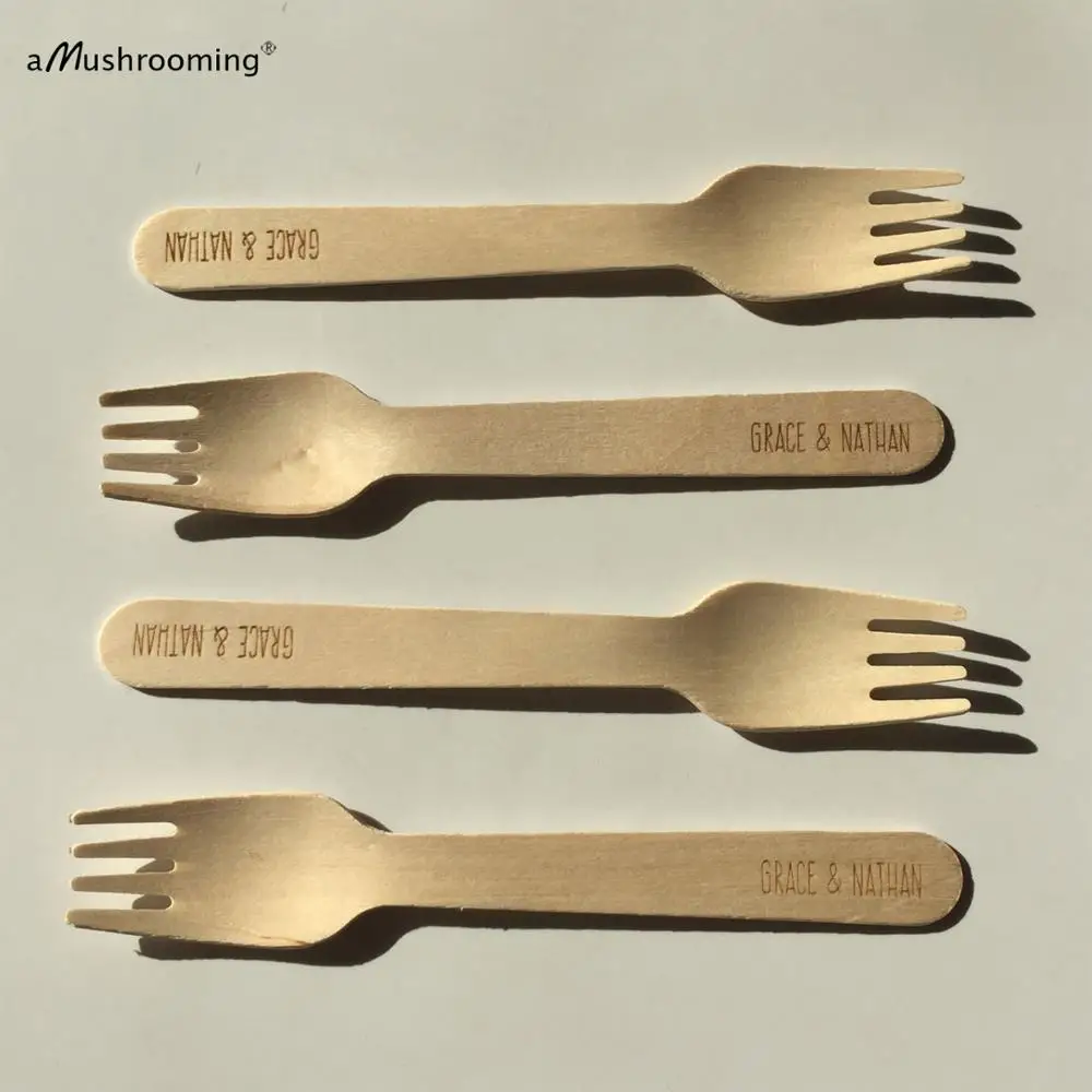 Персонализированные свадебный душ деревянные вилки 6 5 дюймов буфетный стол и