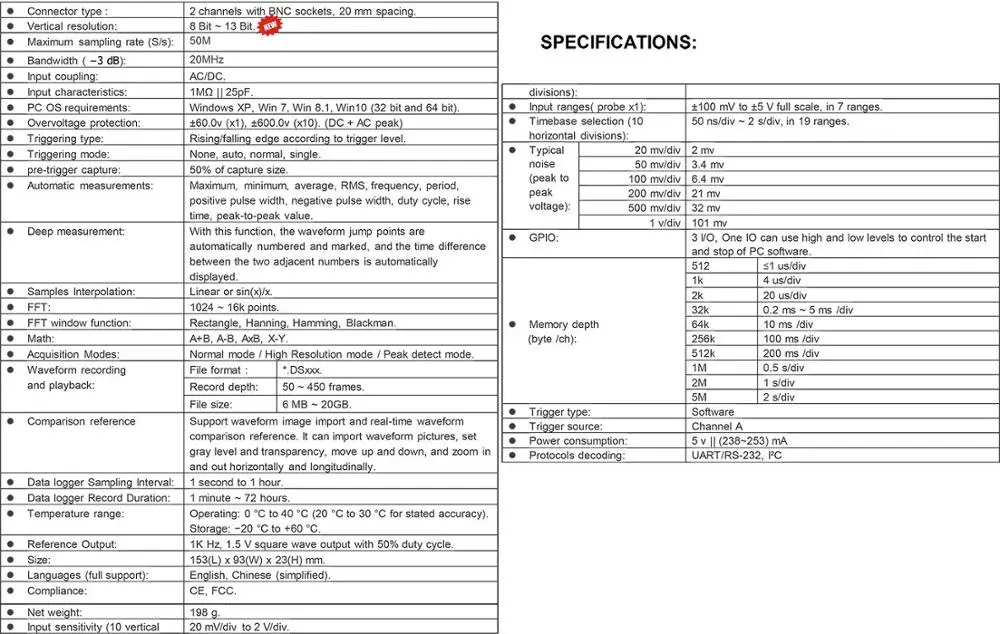 Серия LOTO OSC482, осциллограф/генератор сигналов/логический анализатор/., 5 в 1,50 м S/s, 8~ 13 плата сбора данных, дополнительные модули