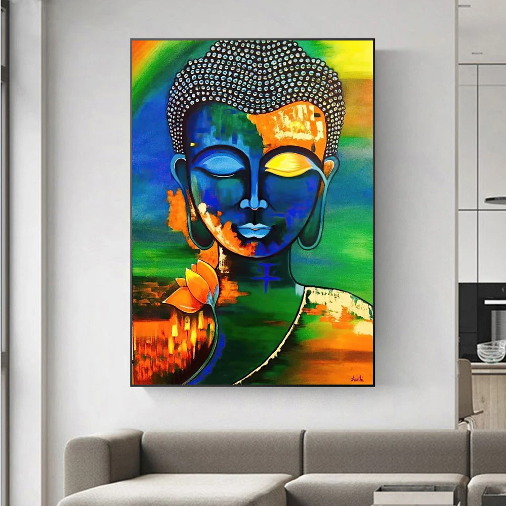 

Colorful Buddhism Posters and Prints Office Home Decor Modern Art Colorful Buddhism Buddha Canvas Painting Pictures