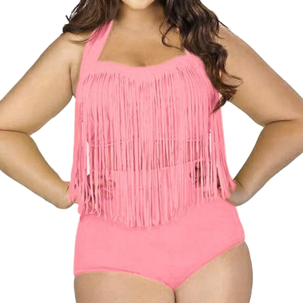 SAGACE женский плюс размер сдельный бикини с кисточками монокини купальник пляжный