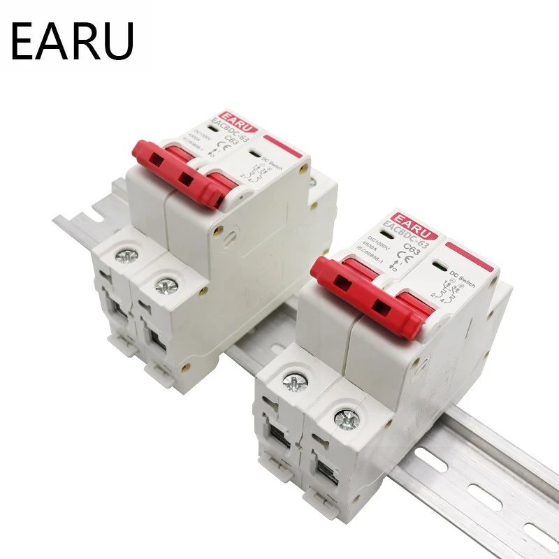 DC 1000V Солнечный мини выключатель защиты от перегрузки 6A/10A/16A/20A/25A/32A/40A/50A/63A 2P DC1000V