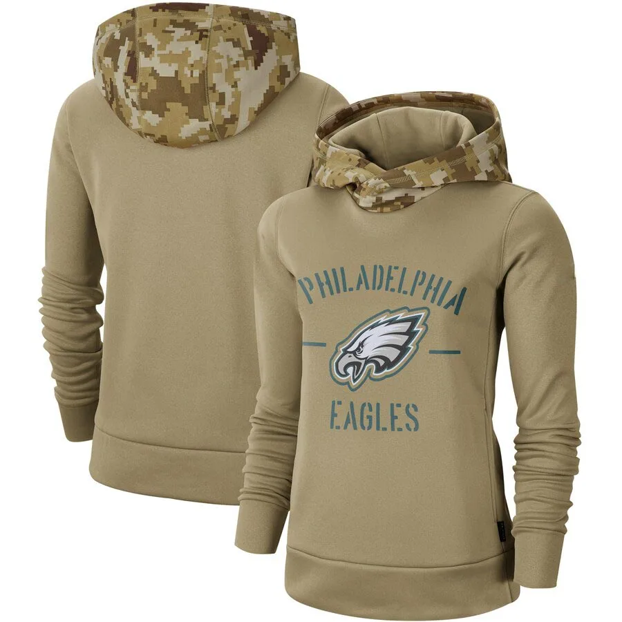 

Philadelphia Women's Salute to Service Eagles Therma Pullover Hoodie - Khaki