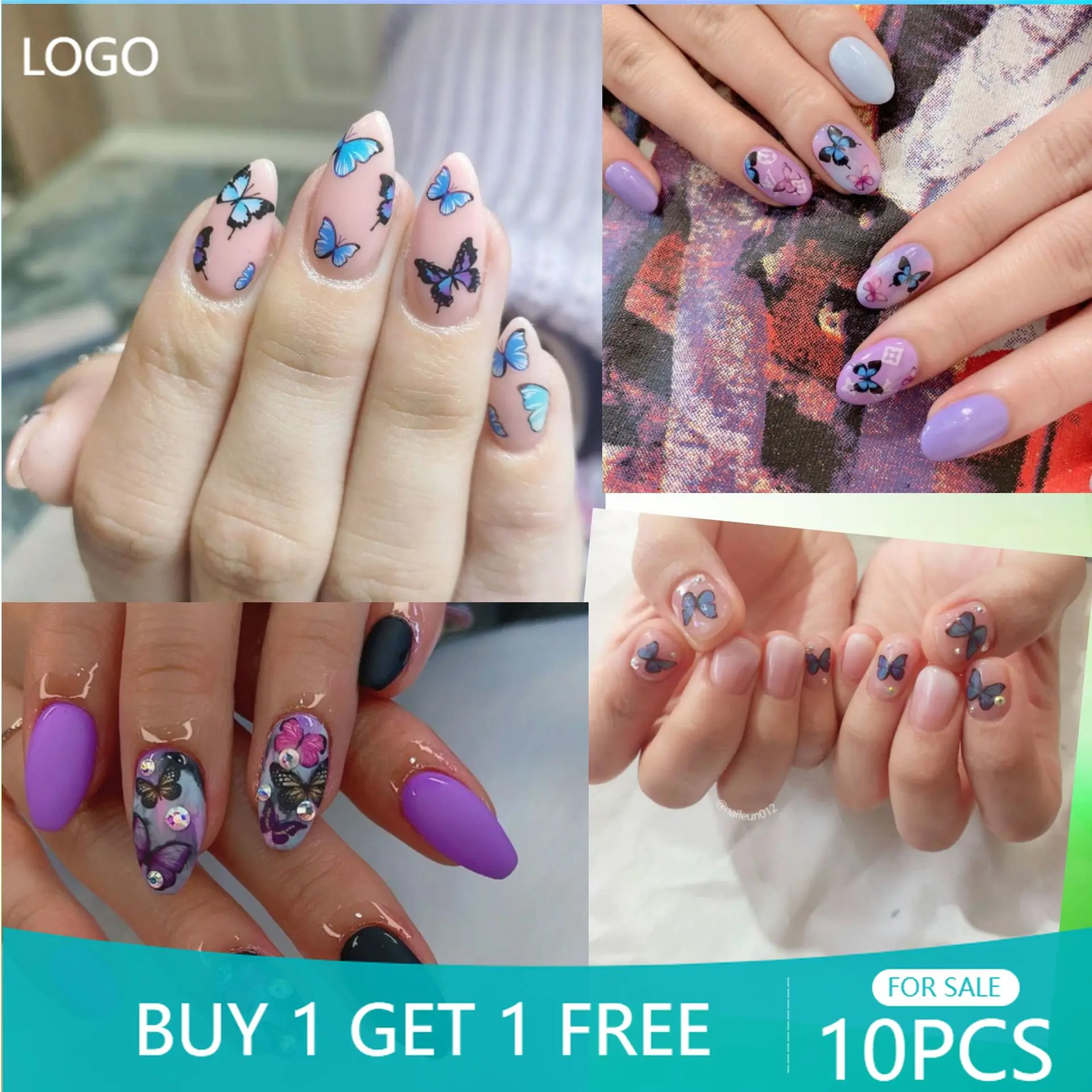

10 шт. 2021 новые трехмерные водонепроницаемые наклейки для ногтей в виде бабочек, фотоклейкие милые наклейки для ногтей