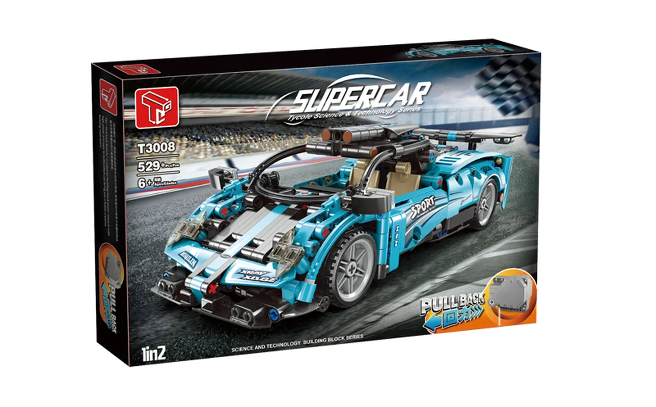 

Blue sports car model T3008 technical parts 529 Pces particle assembly building blocks, model car decoration