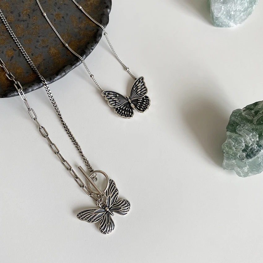 ANENJERY серебро 925 пробы Бабочка тайская серебряная подвеска ожерелье для женщин