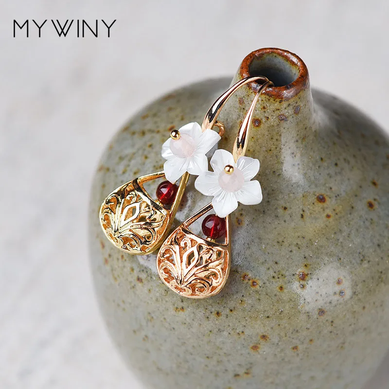 MYWINY новинка 2019 оригинальный дизайн винтажные серьги в виде ракушек и цветов для