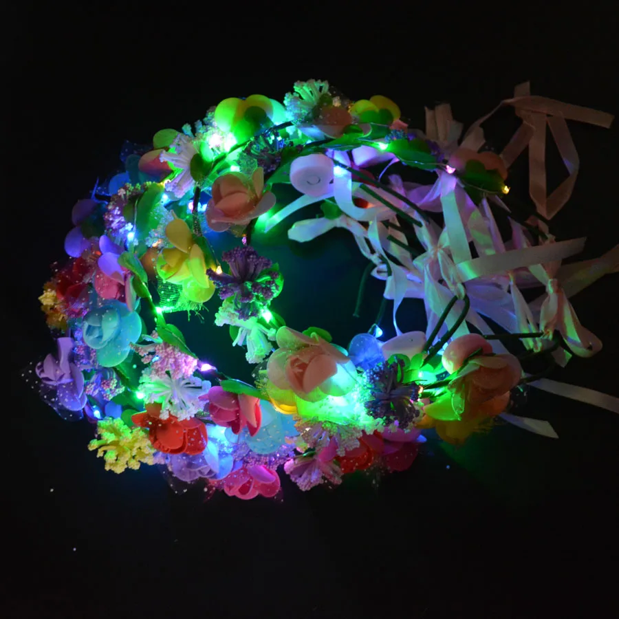 Головная повязка с цветком для вечеринки светодиодная лента волос венок