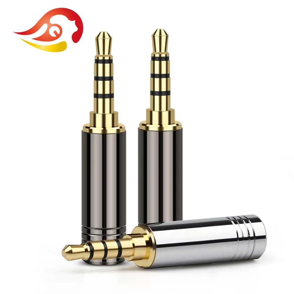 QYFANG 3.5mm Audio Jack 4 Pole Stereo With Steps Earphone Plug Metal Adapter Bright Aluminum Shell HiFi Headphone Wire Connector