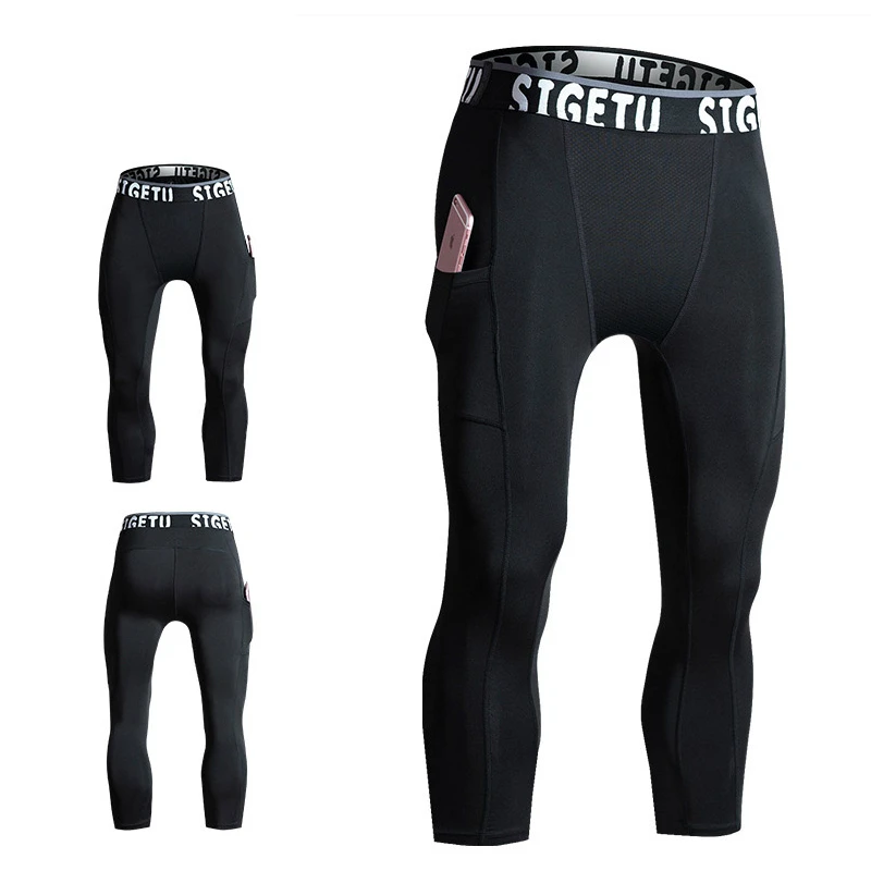

Man Sport Tight Leggings Men Elastic Breathable Quick Drying Capris Gym Training Yoga Fitness Cycling Basketball Running Pants
