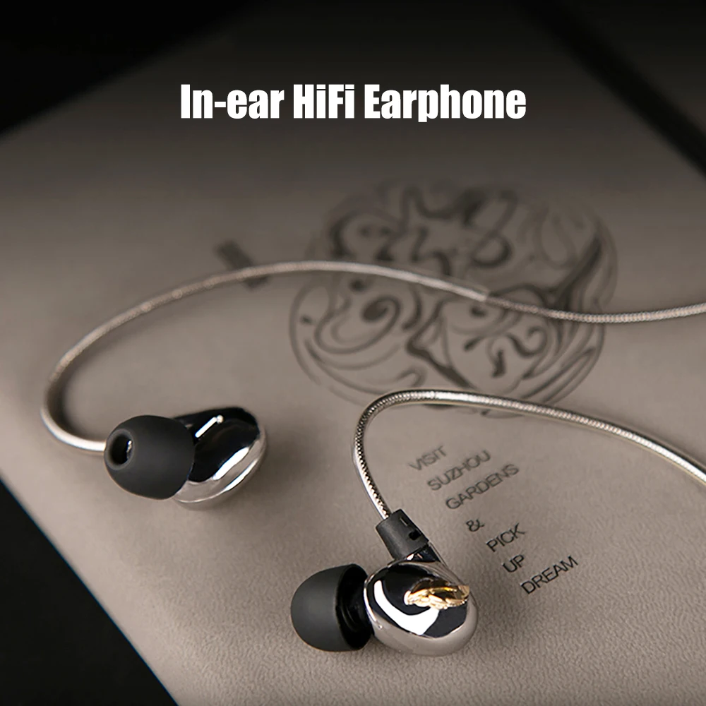 

Wu Mr Zhou Wired Earbuds In-ear HiFi Earphones Headphones for Man with Microphone Stereo 3.5mm Gold-plated Plug with Carry Bag