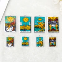 50pcs small size 3425 mm tarot card game magical divination charms resin sun moon and lovers diy accessory necklace pendant