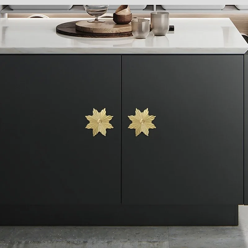 Узор в виде кленового листа Форма/чистый Медь ручки шкафа Спальня мебель шкаф для