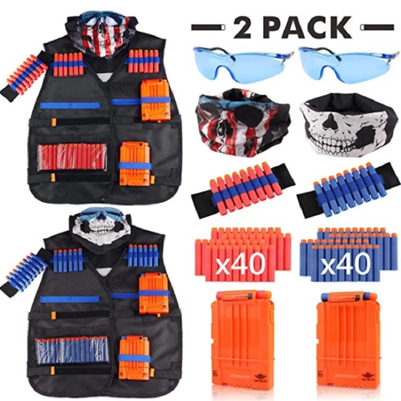 

Children Black Tactical Gun Accessories Waistcoat Sets Ammo Holder Elite Pistol Bullets Toy Clip Darts For Nerf Series Kids Toy