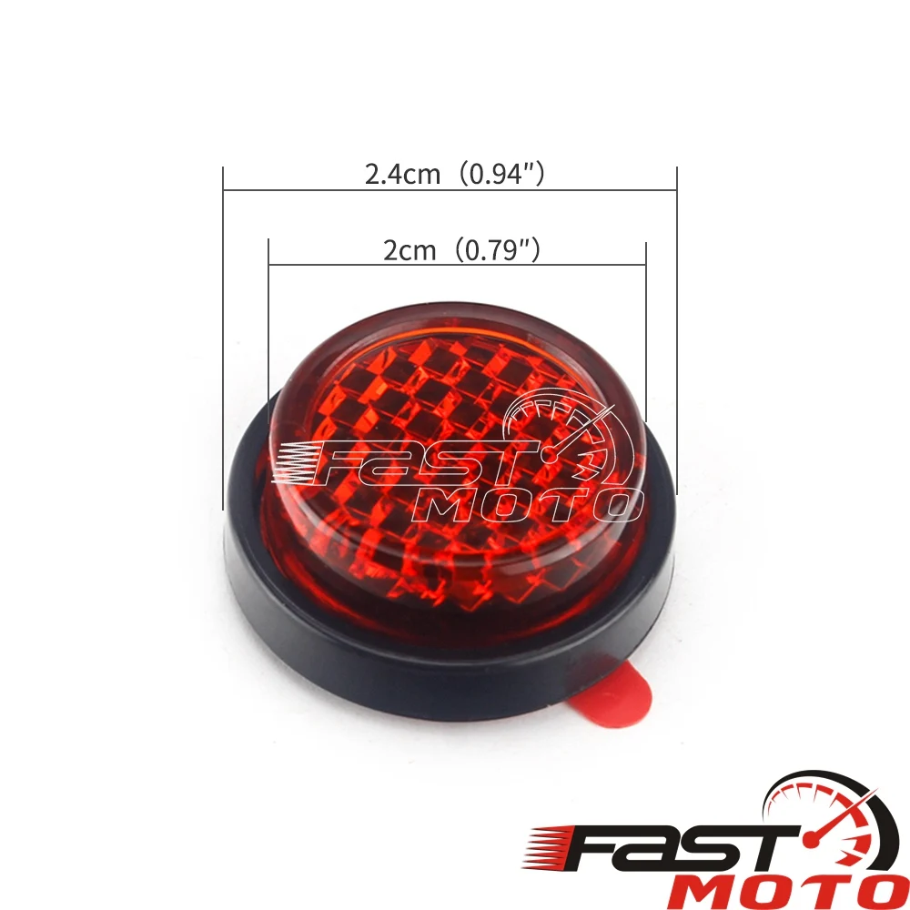 Motorcycle 20mm Red Rear Tail Number License Plate 3M Self Adhesive Universal Motorbike Stick On Round Mini Reflector For Honda images - 6