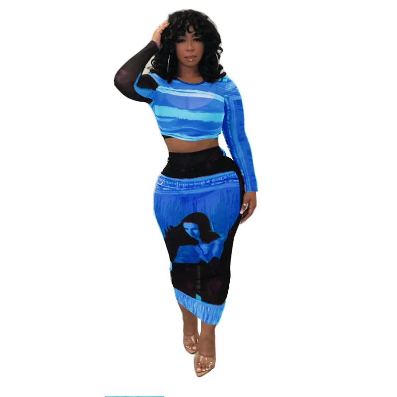 Сетчатая посмотрите на Дешевое платье с принтом и галстуком Женский комплект