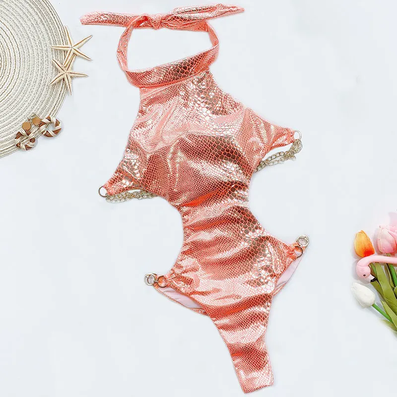 

Famaker extreme sexy swimsuit one piece bikini bodysuit 2020 High neck swimwear women monokini Push up beachwear bathing suit