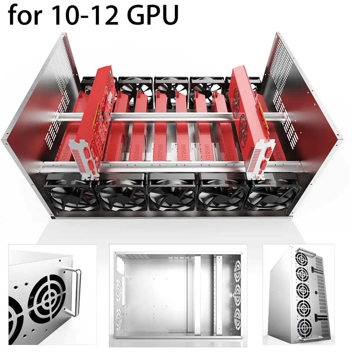 

Rig Graphics for ETH BTC Mining Case Computer Chassis Open Air Miner Frame Case Mining Case Holder Rack for 10-12 GPU