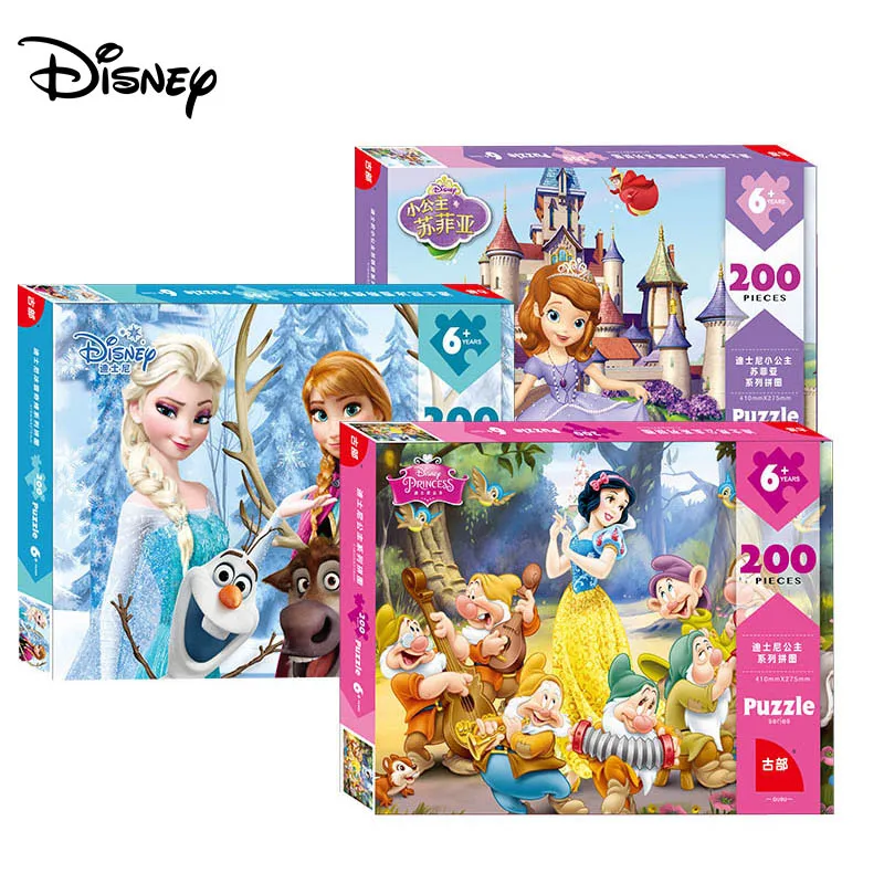 

Disney Puzzle 200 Pieces 41*27cm Adult&Children disney Jigsaw Puzzles of Frozen Princess Boxed Educational Kids Toy