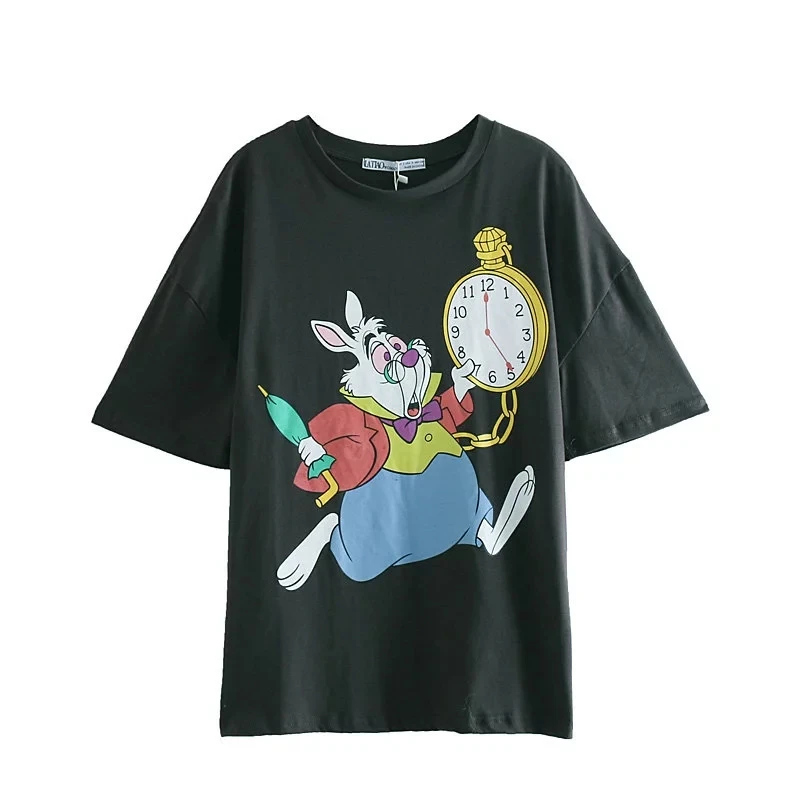 T15 Футболка женская Харадзюку мультфильм утка печати o-образным вырезом короткий рукав Футболка Топы Леди Уличная Повседневная оверсайз Женская Винтажная Футболка - Цвет: T15