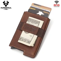 2021 credit card holder slim aluminum wallet with elasticity back pouch quality mini rfid wallet automatic pop up bank card case