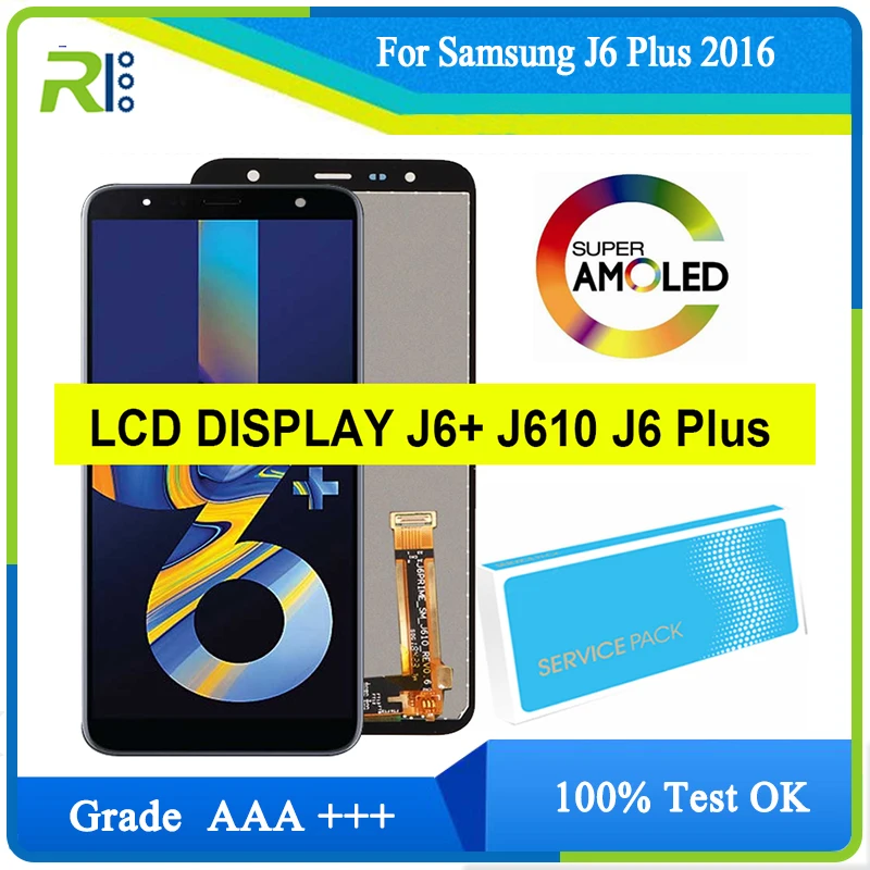 

100% Оригинальный 6,0 ''ЖК-дисплей J6 Plus для Samsung Galaxy J6 + J610 J610F J610FN дисплей сенсорный экран дигитайзер монтаж ремонт