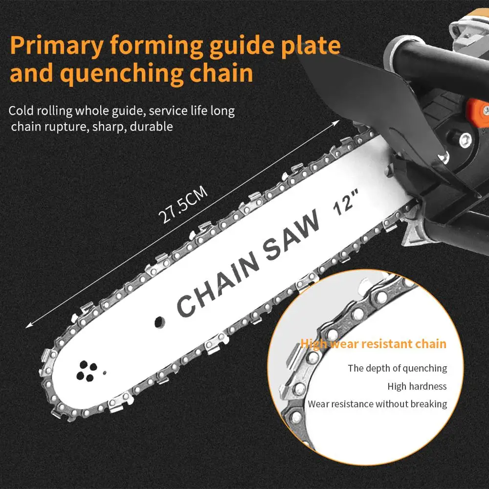 

COOFIX 12Inch Electric Chainsaw Bracket Upgrade Universal Chain Saw Part Angle Grinder Into Chain Saw Woodworking Power Tool Set