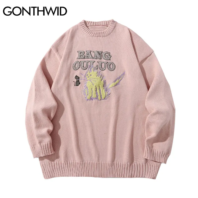 

Свитер женский трикотажный, в стиле хип-хоп, с вышивкой