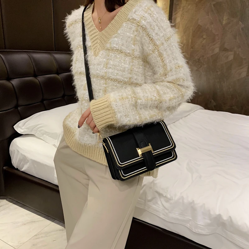 Женская сумка через плечо из искусственной кожи однотонная модная