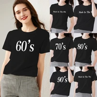 street womens clothing t shirt casual slim top simple black commuter short sleeve years print ladies fashion round neck top