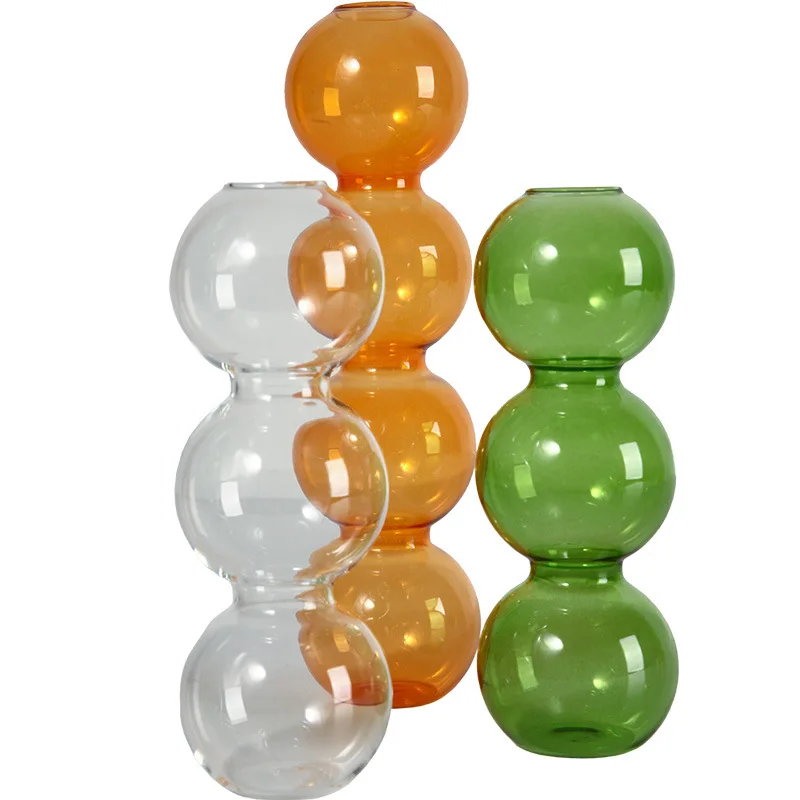 

Nordic creative minimalist small vase decoration, colorful glass geometric transparent living room flower arrangement