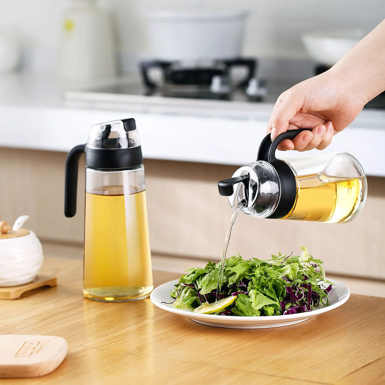 

OTHERHOUSE Automatic Oil Bottle Vinegar Oil Dispenser Container Sauce Bottle Pot Gravy Boat Kitchen Tool