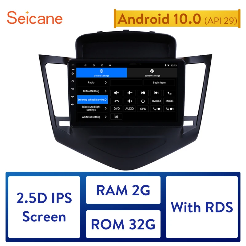 Автомобильный мультимедийный плеер Seicane 2DIN на Android 10 0 GPS экран 9 дюймов 2 Гб ОЗУ 32