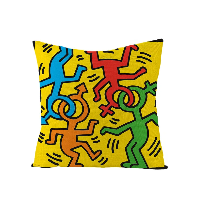 

Geometric Abstract Cushion Cover Colorful Modern Art Keith Throw Pillow Cover Haring Sofa Home Decorative Pillowcse