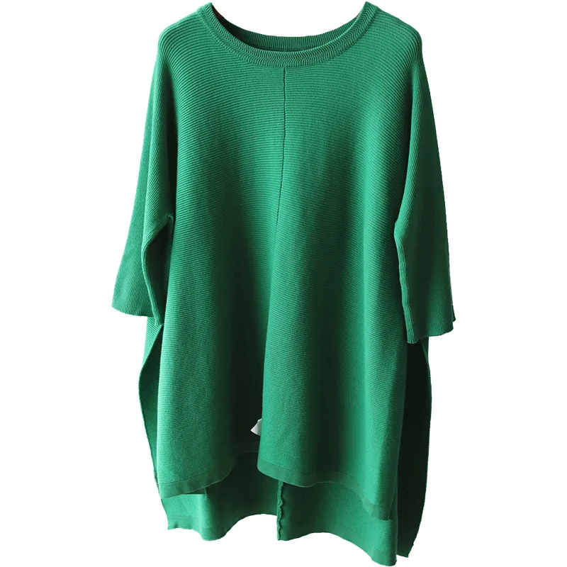 

Korean Style Solid Knitted Autumn Winter Knitted Sweater Women Half Sleeve Oversized Soft Top Pullover Ladies Black Fall Sweater