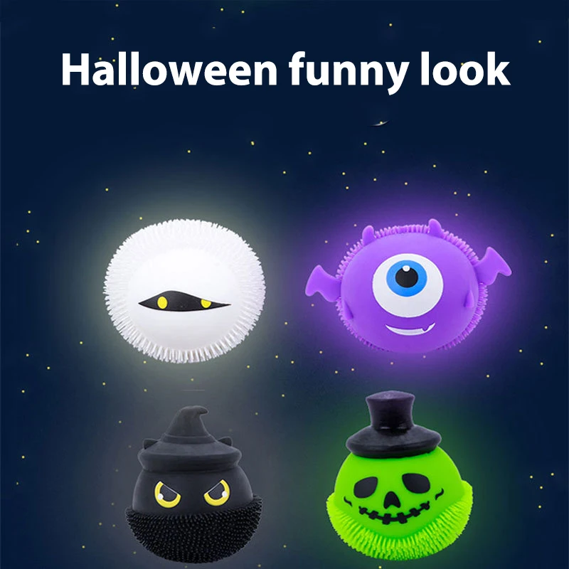

4 цвета, светящийся мяч для Хэллоуина, сжимаемая игрушка для снятия стресса, нетоксичный декоративный дьявол, призрак, игрушка для снятия ст...