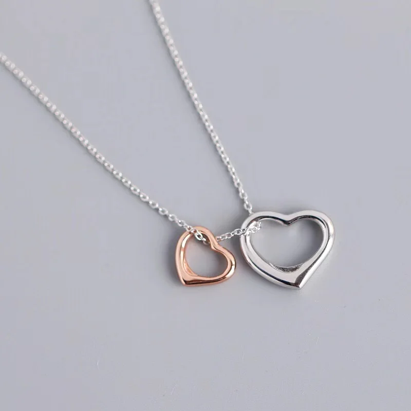 

Classic 925 Sterling Silver Anniversary Fashion Hot Style Double Heart-shaped Women Pendant Necklace Fashionable Jewelry