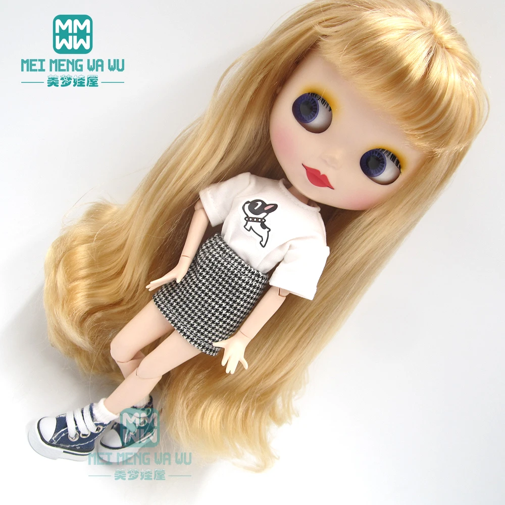 1 шт. Blyth Кукла Одежда Повседневная Толстовка Черный Белый Красный для Blyth Azone1/6 кукла