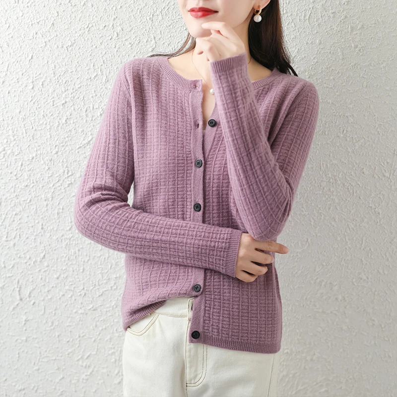 

Knitted cardigan women's 20 fall winter o-neck loose bottoming short cashmere sweater jacket
