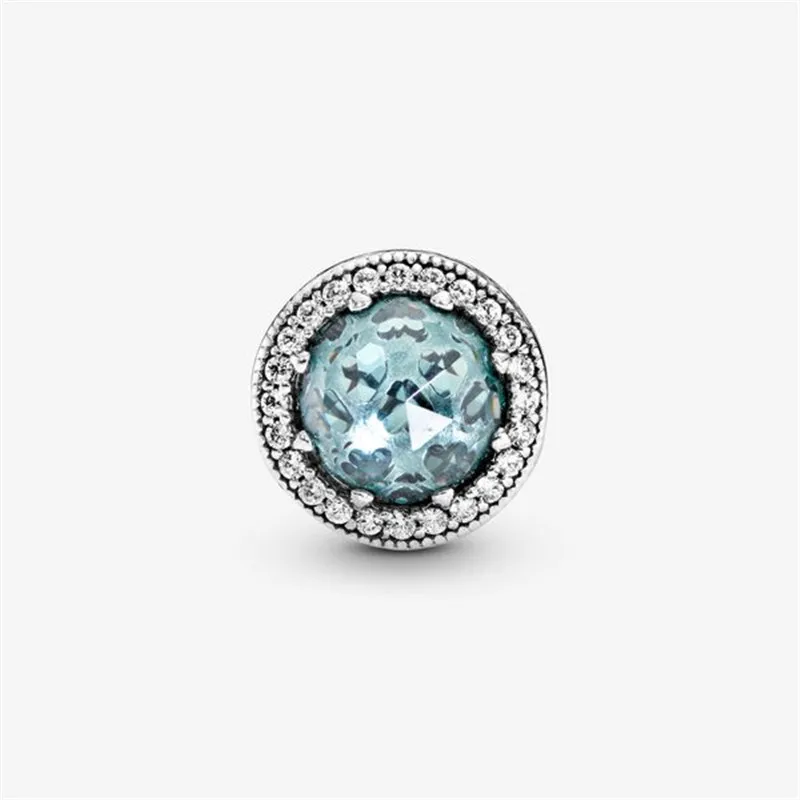 

Genuine 925 Sterling Silver Shining Glacier Blue Charm Fit Original Pandora Bracelet Making Fashion DIY Jewelry For Women