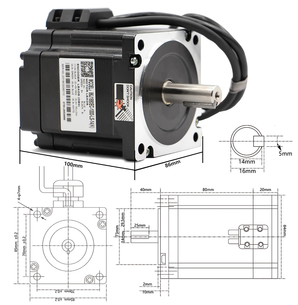 Nema 34 86J1880EC-1000 Closed Loop Stepper Motor 4.5Nm 5A Hybrid Stepping 2HSS57 Digital Drive | Обустройство дома