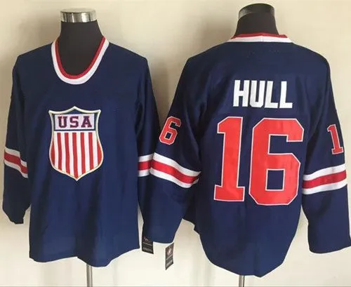 

#16 Bobby Hull USA Team Retro throwback MEN'S Hockey Jersey Embroidery Stitched Customize any number and name