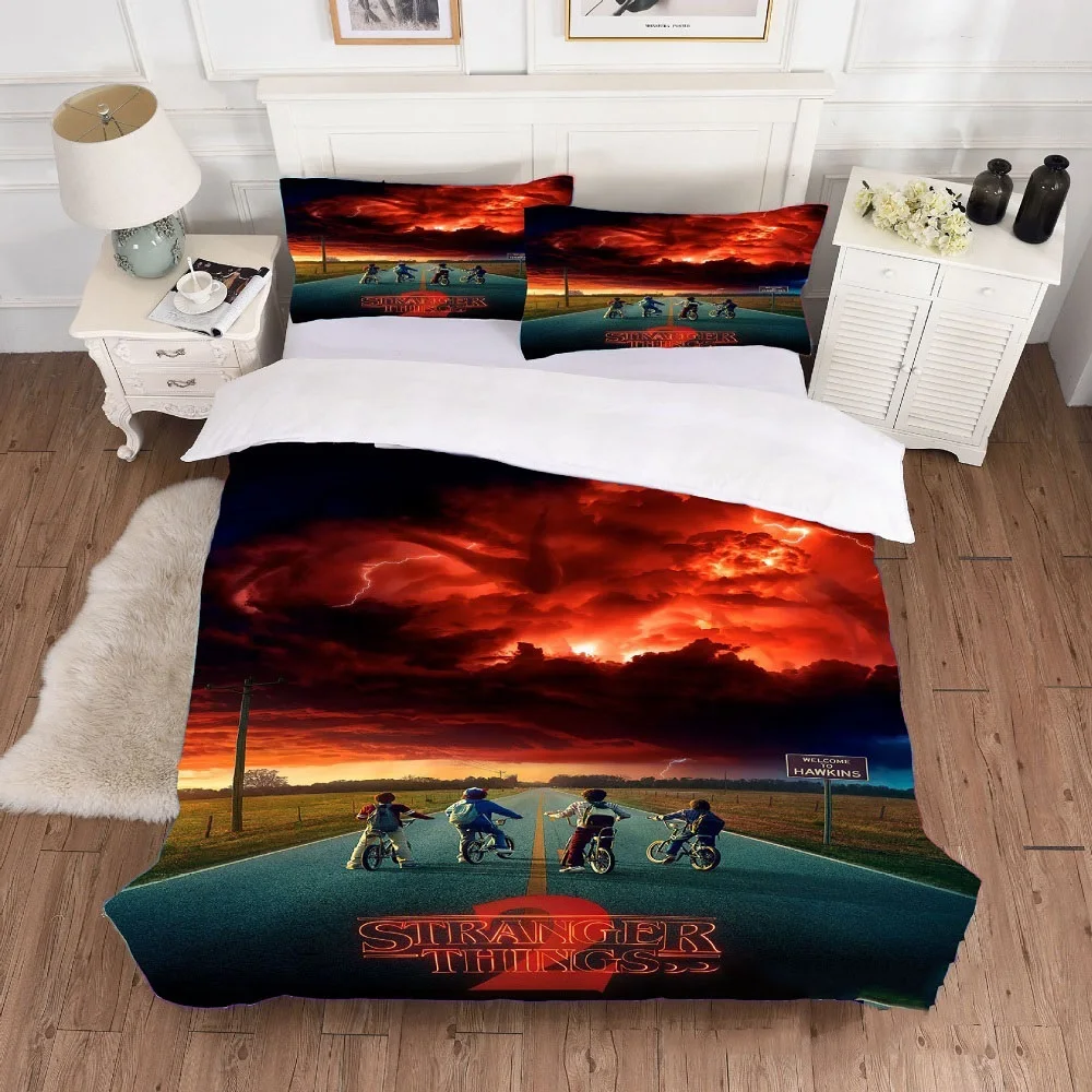 

Children fashion HD Digital Print Stranger Things Bedding Sets Duvet Cover+Pillowcase 2/3pcs Customized bed set US/AU/EU 12 size