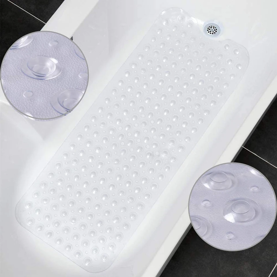 

Large Strong Suction Thin Bathroom Mat Anti Slip Bath Shower Mat PVC Massage Particles Foot Pad Odorless Non-Toxic Bath Mat