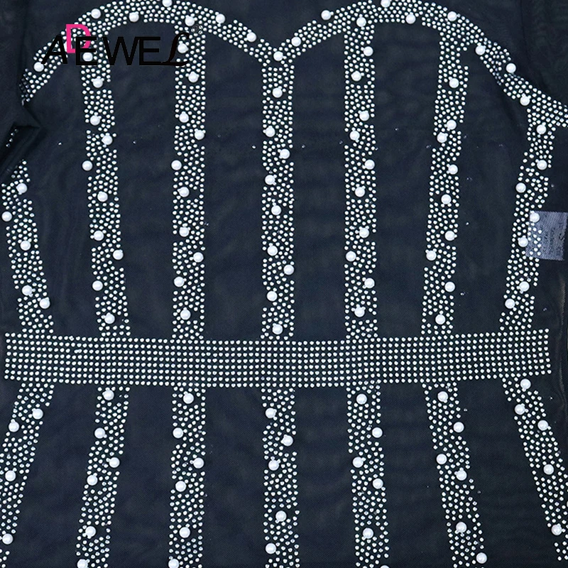 

ADEWEL Sexy Black Hot Drilling Sequins Plus Size Long Sleeve Women Bodysuit Combinaison Femme Pantalon Jumpsuit Body Damskie 2XL